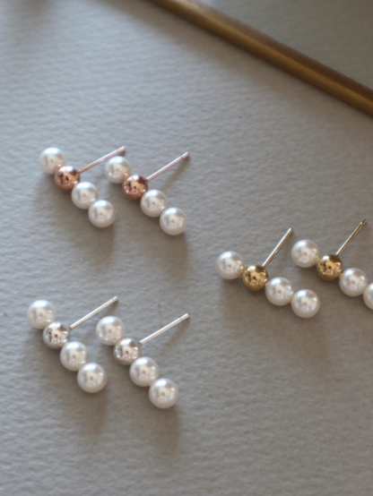 925 Sterling Silver Swarovski pearls drop Earrings, Pearls Drop line earrings