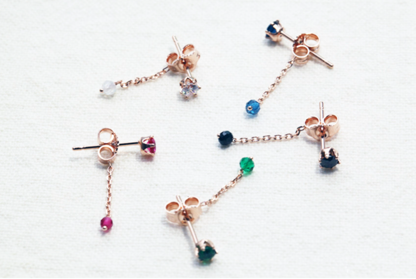 925 Sterling Silver Tiny Gemstones drop dangle Earrings ,Dangle cubic string earrings