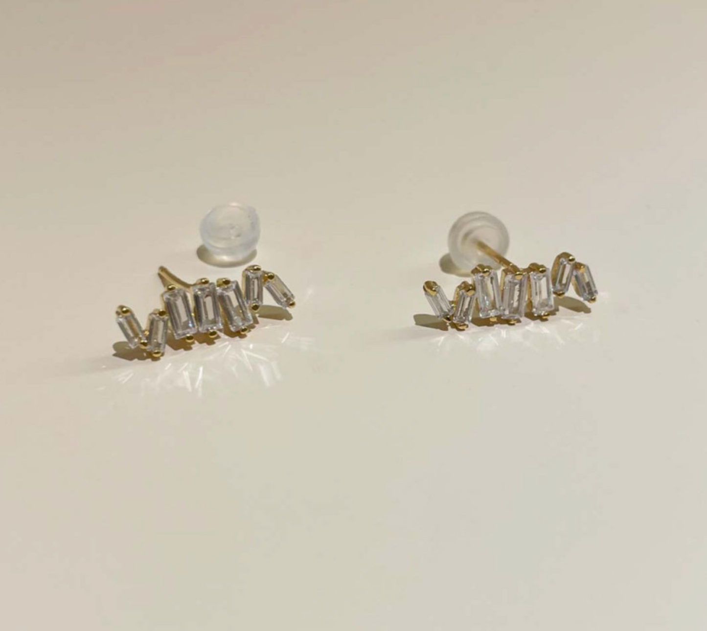 925 sterling silver Baguette Cut square Cubic Zirconia earrings,  Cubic Zirconia Baguette square earrings,Cubic Zirconia detailed Baguette stud earrings,Baguette CZ bar earrings, simple earrings