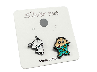 Cute Cartoon characters earrings, Crayon Shin Chan and Shiro Stud earrings