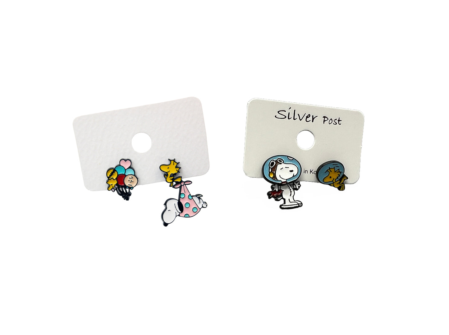 Cute Woodstock delivery Snoopy Baby basket earrings, Astronaut Snoopy and Woodstock Best Friend Ear jacket