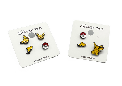 Pikachu Earrings, Pokemon ball Earrings character Stud earrings, cute earrings, kids earrings character jewelry