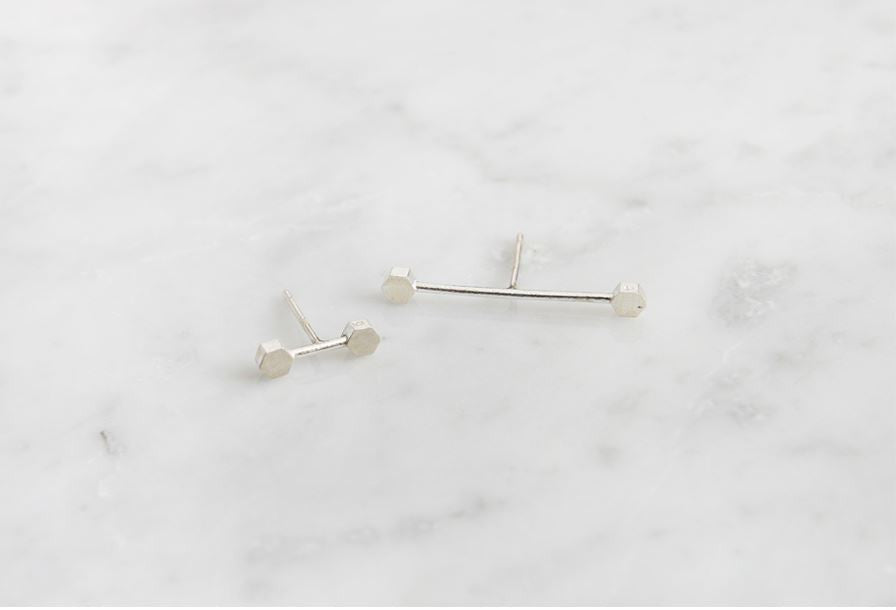 925 Sterling Silver Unbalance bar earrings, Long and Short Stick Bar earrings, slim bar earrings, I earrings