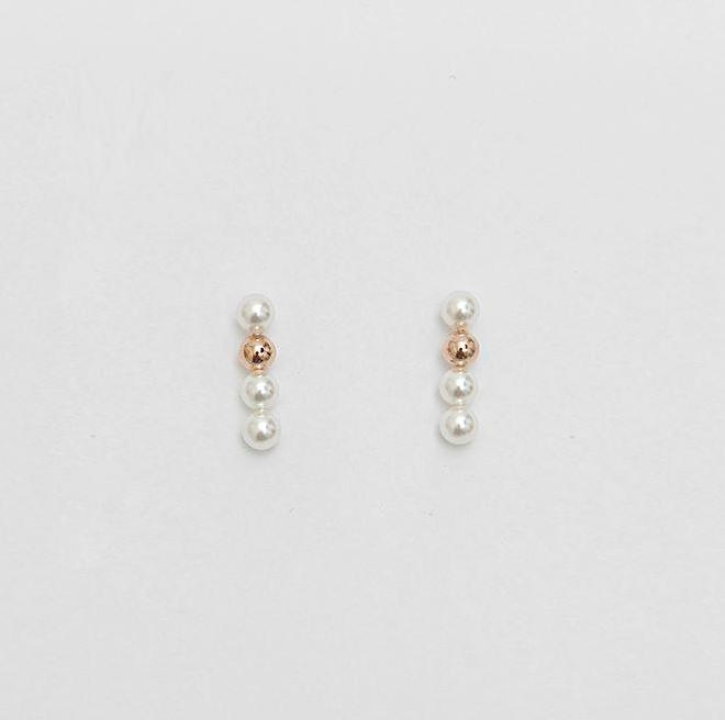 925 Sterling Silver Swarovski pearls drop Earrings, Pearls Drop line earrings