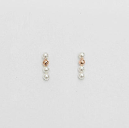 925 Sterling Silver Swarovski pearls drop Earrings, Pearls Drop line earrings