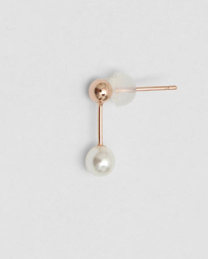 925 Sterling Silver Pearl and thin Stick Bar earrings , Barbell style Pearl earrings ,slim bar drop pearl earrings