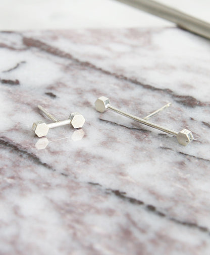 925 Sterling Silver Unbalance bar earrings, Long and Short Stick Bar earrings, slim bar earrings, I earrings