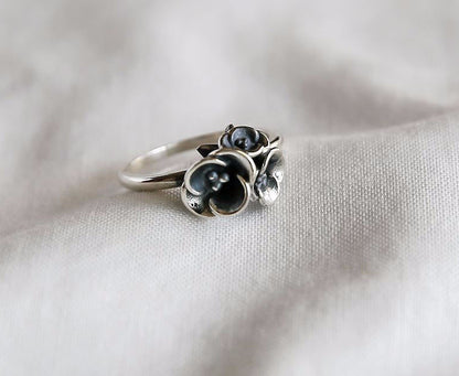 925 sterling silver Vintage Blossom Flowers Bouquet Ring, flower bouquet ring