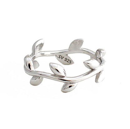 925 Sterling Silver Olive Leaf Branch ring , Bay Leaf Branch Ring