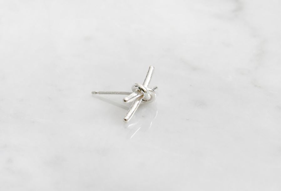 925 sterling silver Tied Knot Bow Stud Earrings