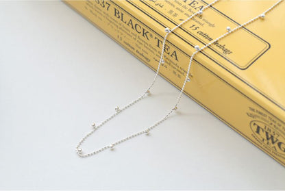 925 Sterling Silver Tiny silver balls dangle Necklace, Summer jewelry