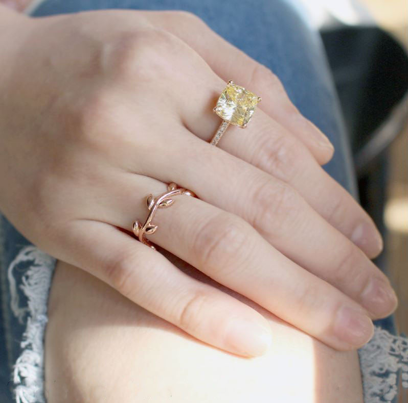 925 Sterling Silver Olive Leaf Branch ring , Bay Leaf Branch Ring