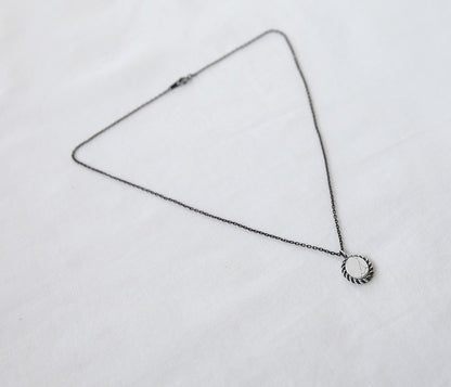 925 Sterling Silver Ellipse Oval Shape gemstone pendant Necklace, Marble Stone Necklace