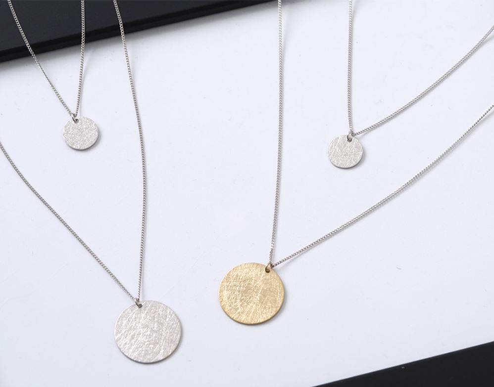 925 sterling silver Layered Discs necklaces, Set Of Two Disks Necklaces, Layered Set coin necklace,Coin Necklaces Set