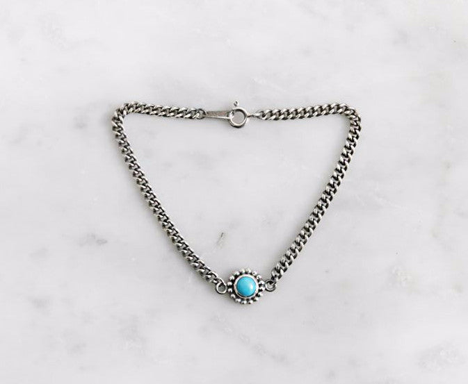 925 sterling silver Birthstone gemstone charm chain bracelet , B1079S