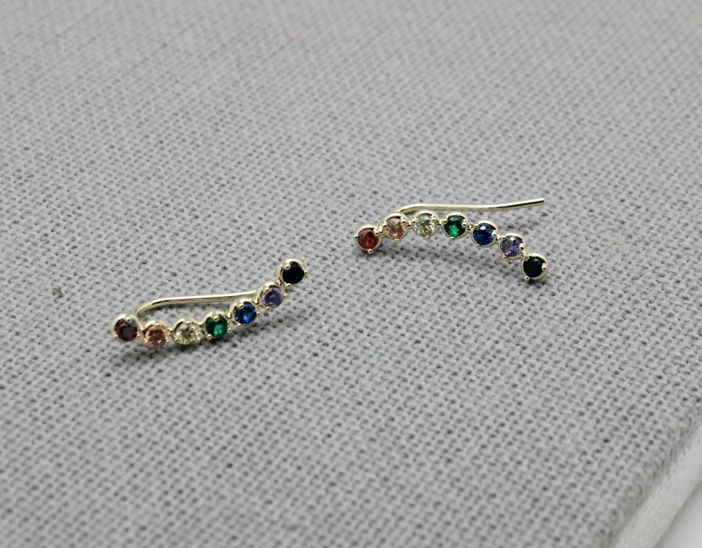 Rainbow Cubic Curved Bar Ear Climber,Cubic Bar ear pin ,Bar cubic Ear Crawler,Bar cubic Ear cuff