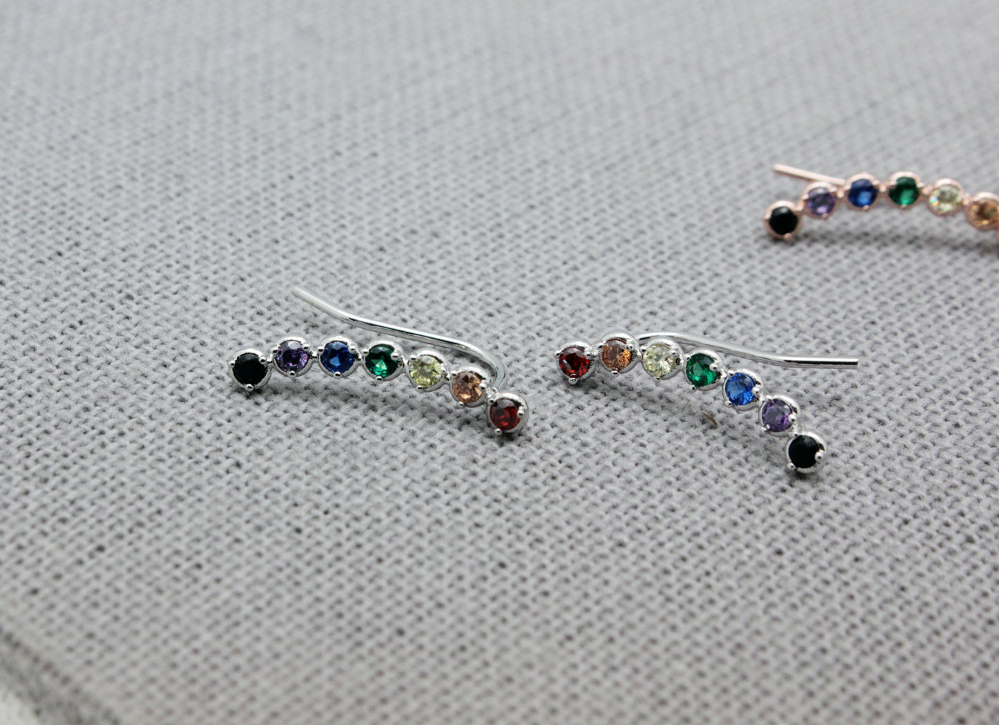 Rainbow Cubic Curved Bar Ear Climber,Cubic Bar ear pin ,Bar cubic Ear Crawler,Bar cubic Ear cuff