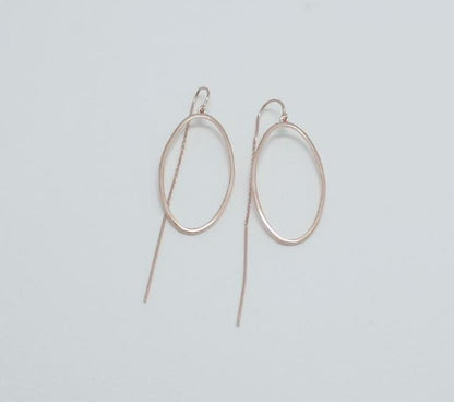 925 Sterling Silver Big Ellipse statement Drop earrings, Silver Ellipse ear Threader