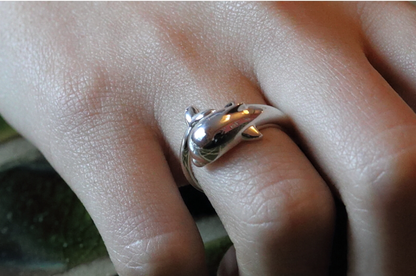 925 Sterling Silver Cute  Dolphin Ring