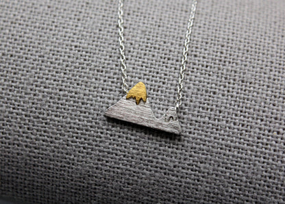 Cute two colors Mountain necklace, Two Tone Mountain necklace,  snowy mountain necklace