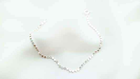 925 Sterling Silver Tiny and Flat silver balls Chain Bracelet, Simple Bracelet