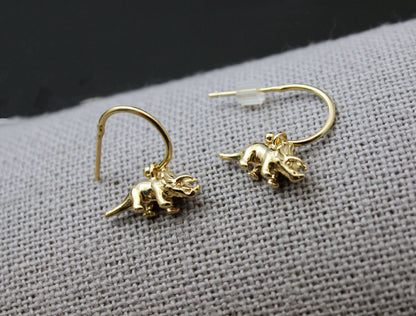 925 sterling silver Dino Dinosaur dangle earrings, Triceratops earrings, Brachiosaurus earrings, Unicorn earrings