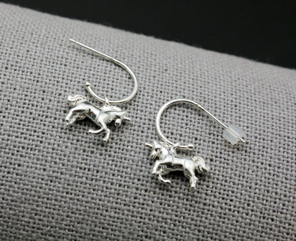 925 sterling silver Dino Dinosaur dangle earrings, Triceratops earrings, Brachiosaurus earrings, Unicorn earrings