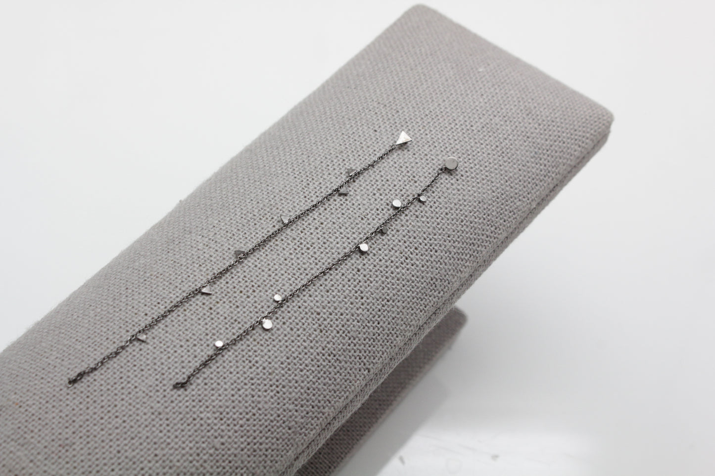 925 Sterling Silver Tiny geometric long drop earrings,delicate long chain earring