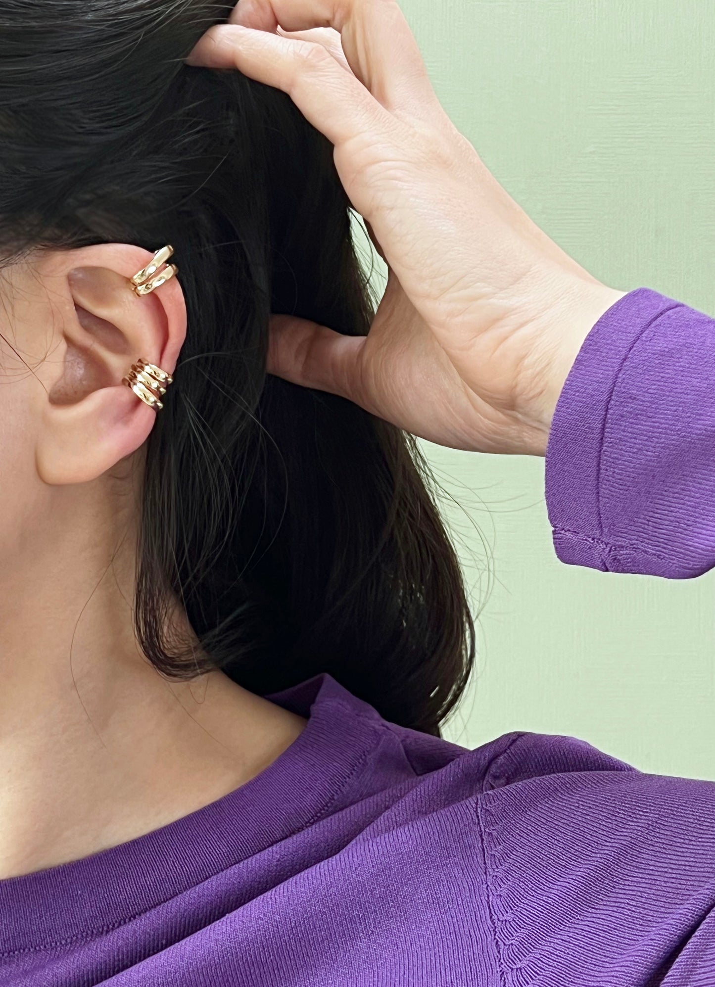 Set of 2 Bold line earcuff, Line ear wrap non piercing earrings non pierced conch earrings