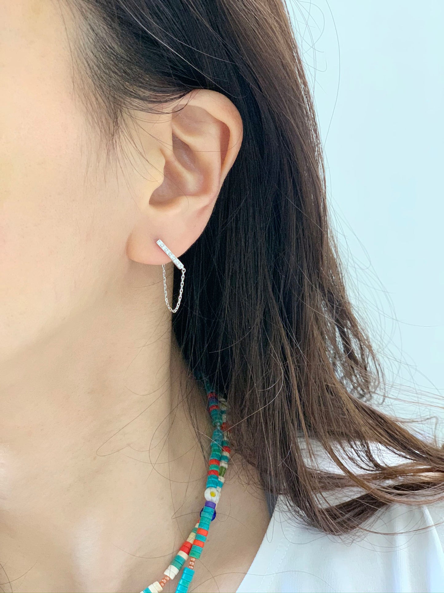 Crystals bar drop earrings, cubic chain drop Earrings, bar and chain earrings, squae cubic bar drop earrings-2 Types