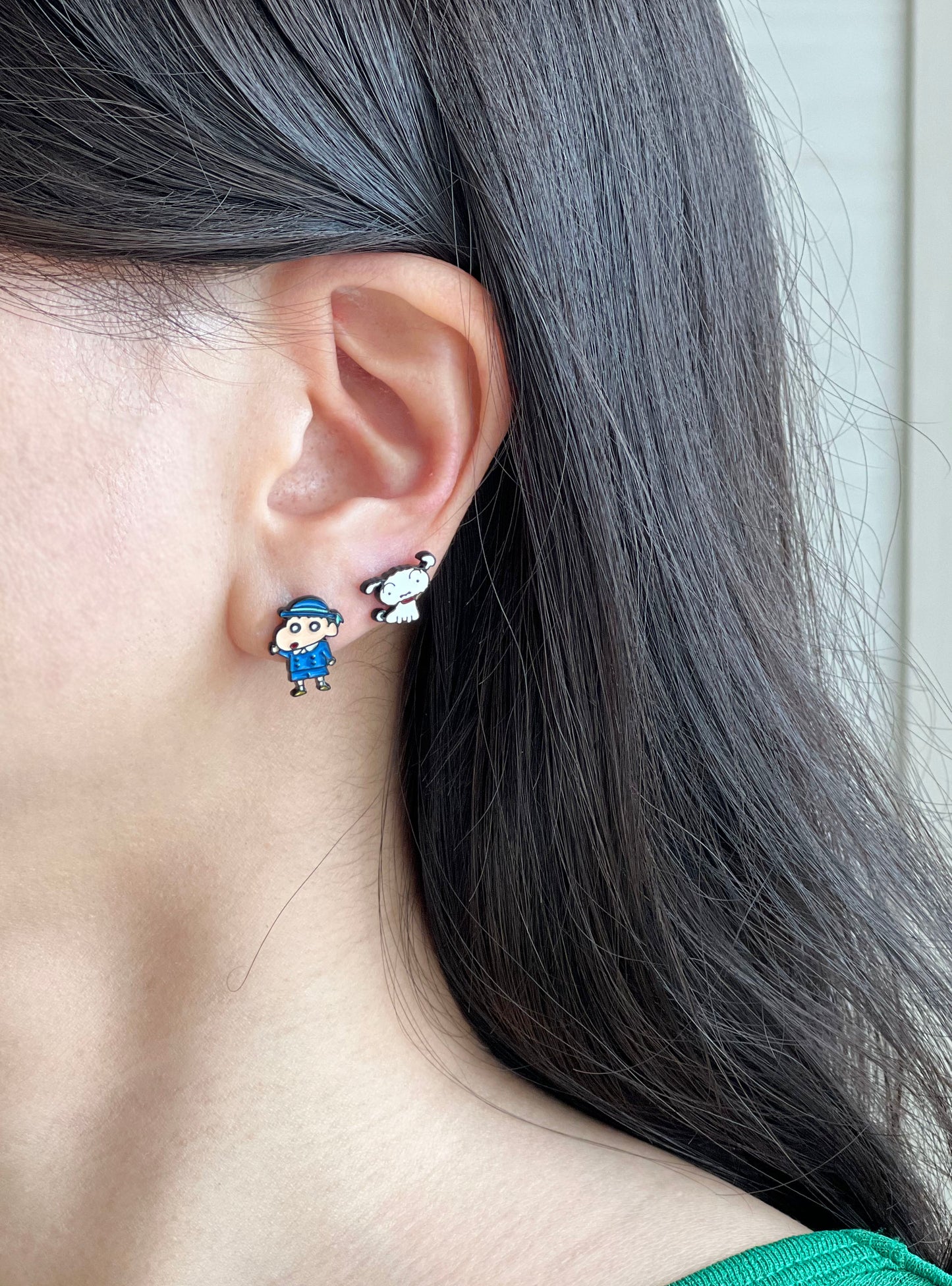 Cute Cartoon characters earrings, Crayon Shin Chan and Shiro Stud earrings