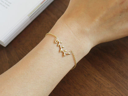 925 sterling silver Delicate Branch charm Bracelet 3 colors