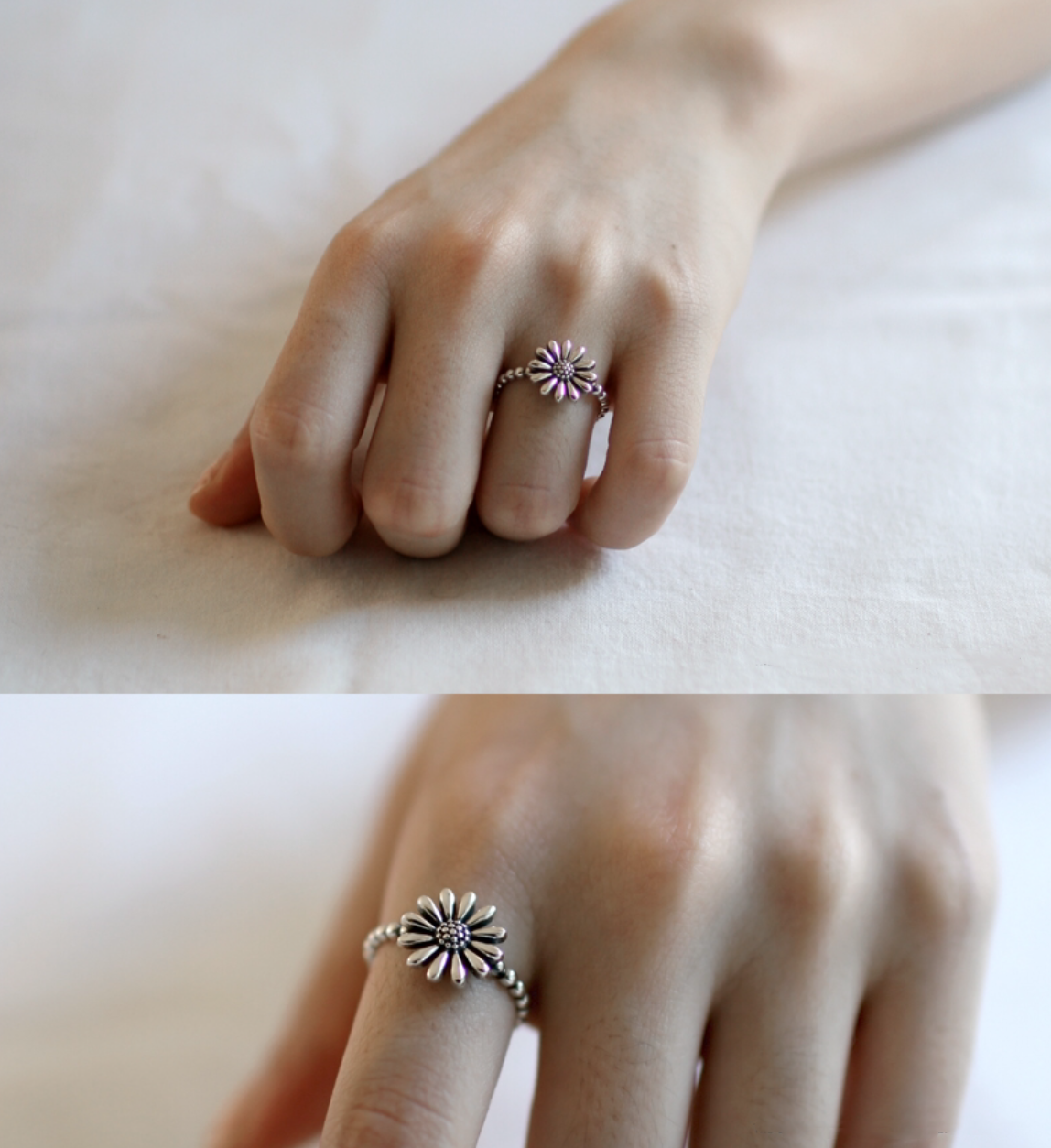 925 sterling silver Big Daisy flower statement  ring