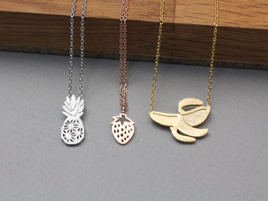 Various Summer Fruits Necklace (Banana, Pineapple, Strawberry