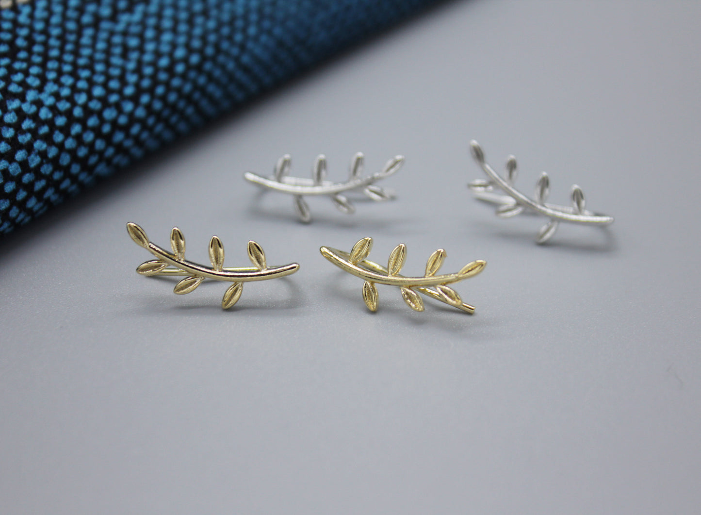 Leaf ear pin, Botanical Earrings, Branch Ear Crawlers, Olive Leaf Earring, Olive Leaf ear Crawlers,Leaf Ear Cuff, Botanical Climber