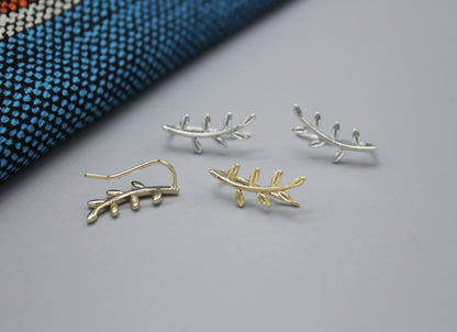 Leaf ear pin, Botanical Earrings, Branch Ear Crawlers, Olive Leaf Earring, Olive Leaf ear Crawlers,Leaf Ear Cuff, Botanical Climber