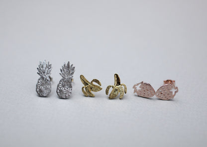 Various Summer Fruits Stud Earrings (Banana, Pineapple, Strawberry)