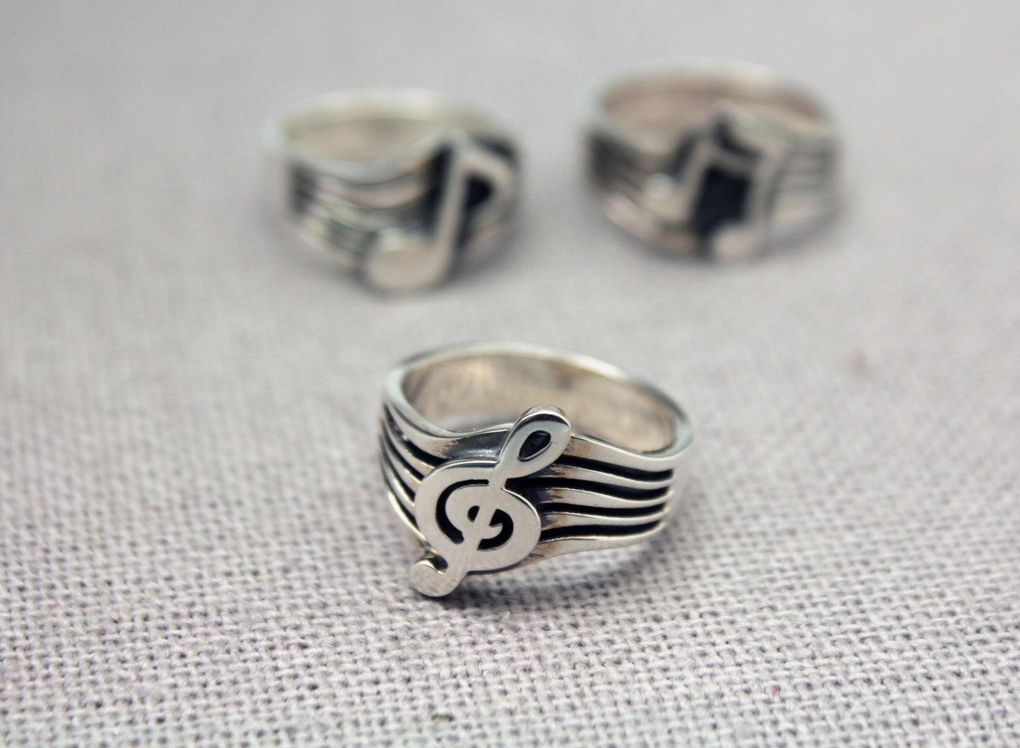 925 Sterling Silver Treble Clef Ring,  Musical Note Ring, Musical note and Treble clef