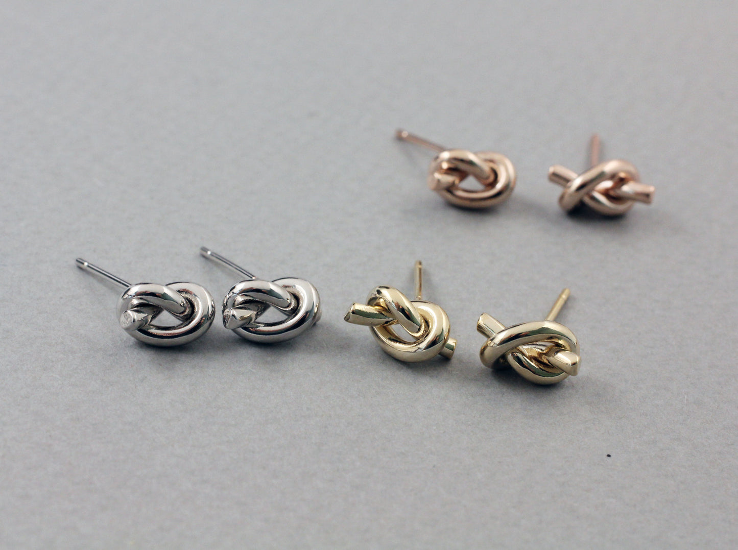 Tied Knot Bow Stud Earrings, Heart Knot  Stud Earrings