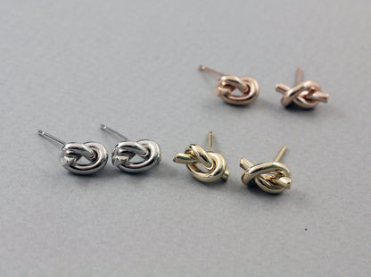 Tied Knot Bow Stud Earrings, Heart Knot  Stud Earrings