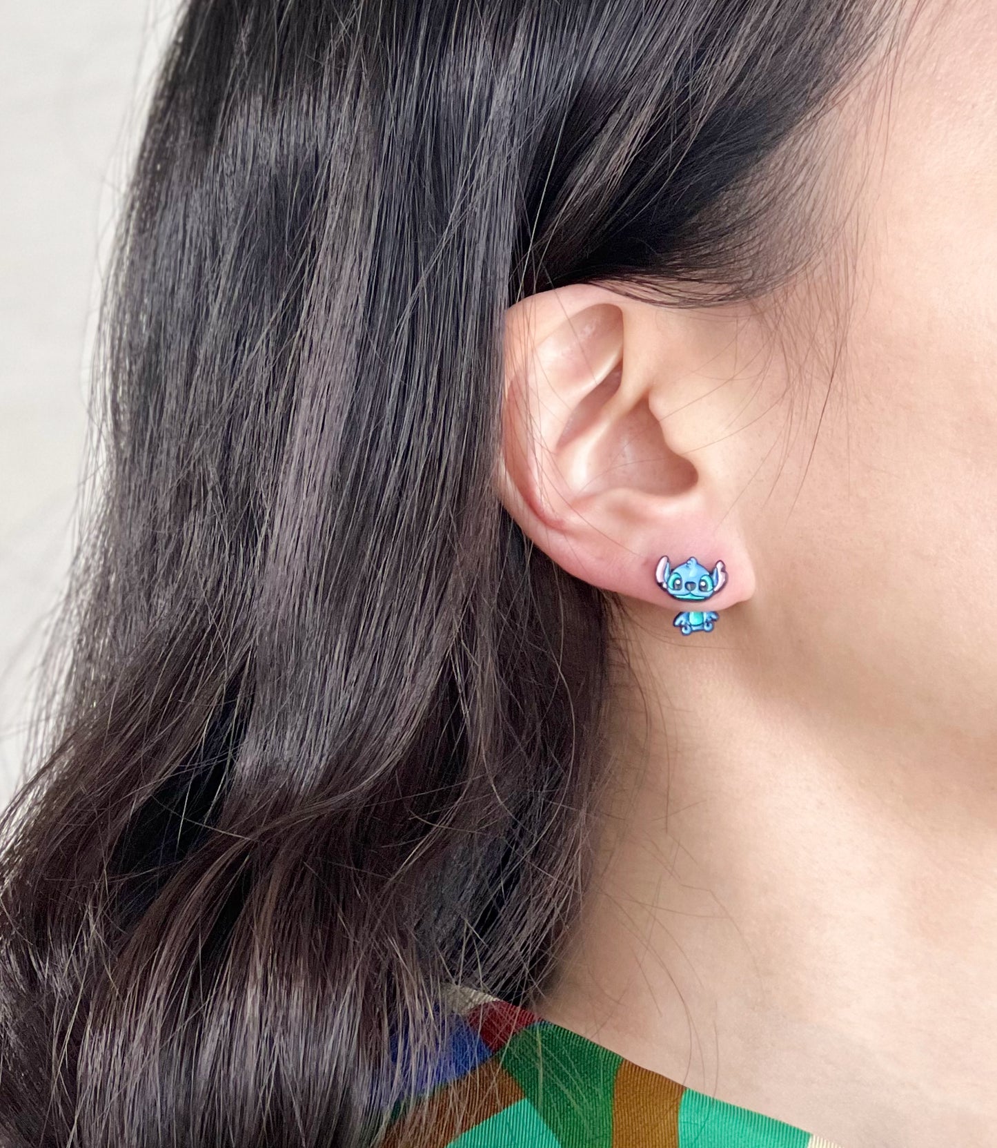 Disney-licensed Disney characters earrings, Lilo and Stitch Ear jackets drop earrings