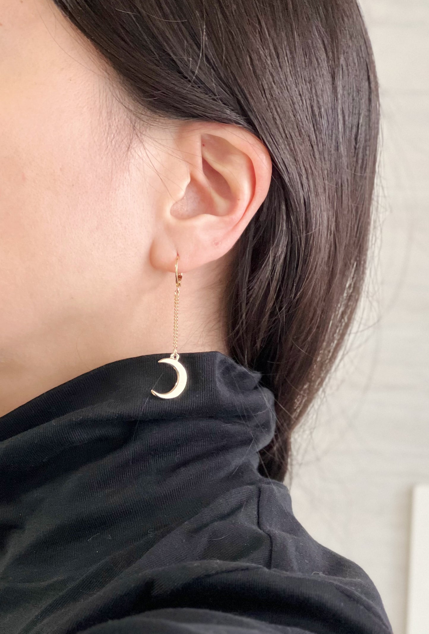 Crescent Moon long earrings, Moon Huggie Hoop Earrings, Dangle Crescent moon earrings, BTS j-hope earrings