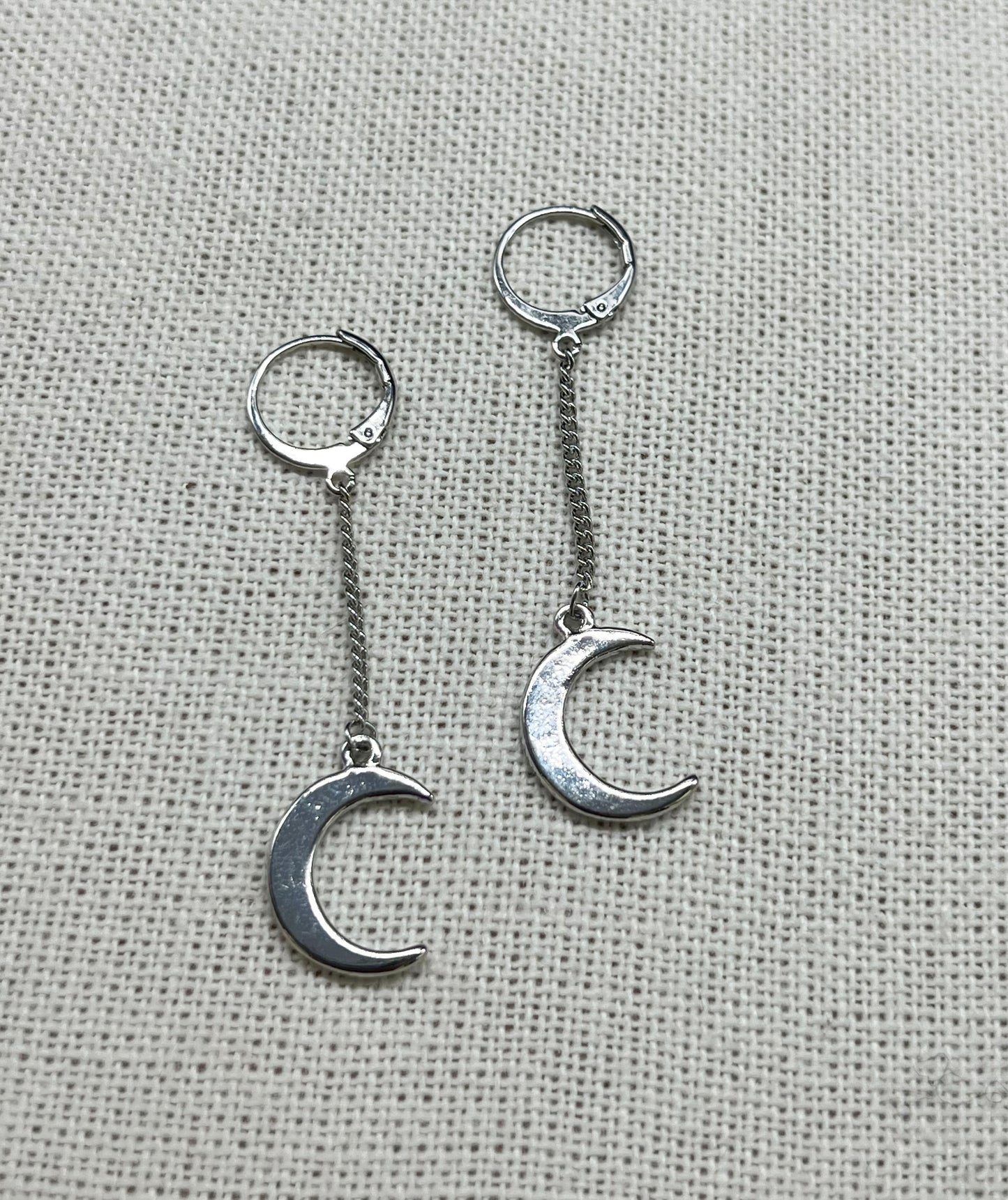 Crescent Moon long earrings, Moon Huggie Hoop Earrings, Dangle Crescent moon earrings, BTS j-hope earrings