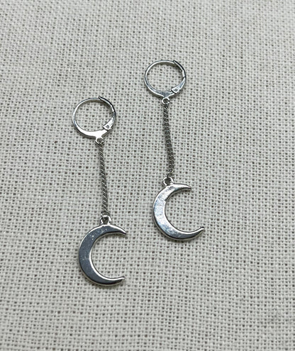 Crescent Moon long earrings, Moon Huggie Hoop Earrings, Dangle Crescent moon earrings, BTS j-hope earrings