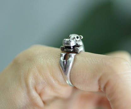 Cute Hippo Wrap adjustable Ring