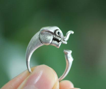 Cute Elephant Adjustable Wrap Ring, R0340S