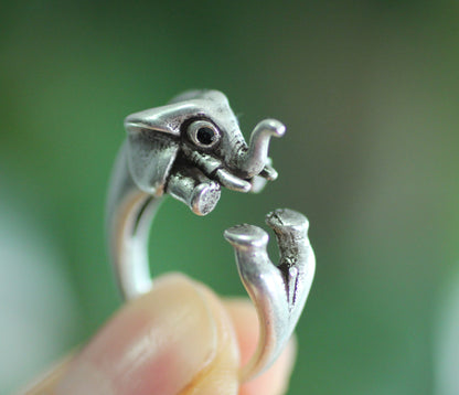 Cute Elephant Adjustable Wrap Ring, R0340S