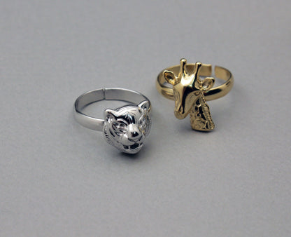 Zoo Animals Ring, Wild animal ring, Tiger, Giraffe, Eagle, Wolf,Rhinoceros