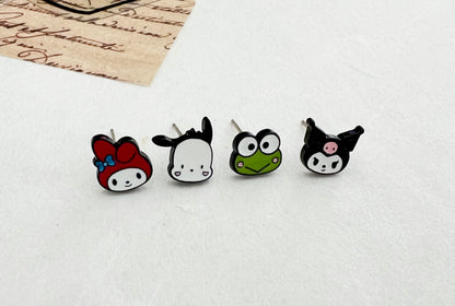 Sanrio stud earrings set of 4, Hello Kitty,  Kuromi , Pompompurin, Cinnamorolls, My Melody