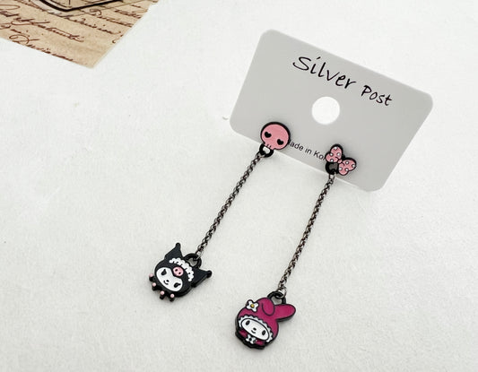 Sanrio stud earrings Kuromi , My Melody stud  long chain dangle earrings